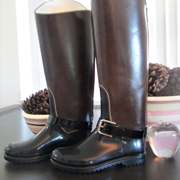 (NWT) Dolce & Gabbana, Riding Boots, Leather & Patent w/Rubber Size 6, - Picture 3 of 8